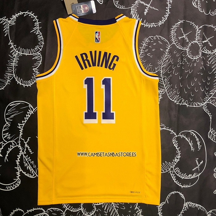 Kyrie Irving NO 11 Camiseta Los Angeles Lakers 75th Anniversary 2021-22 Amarillo